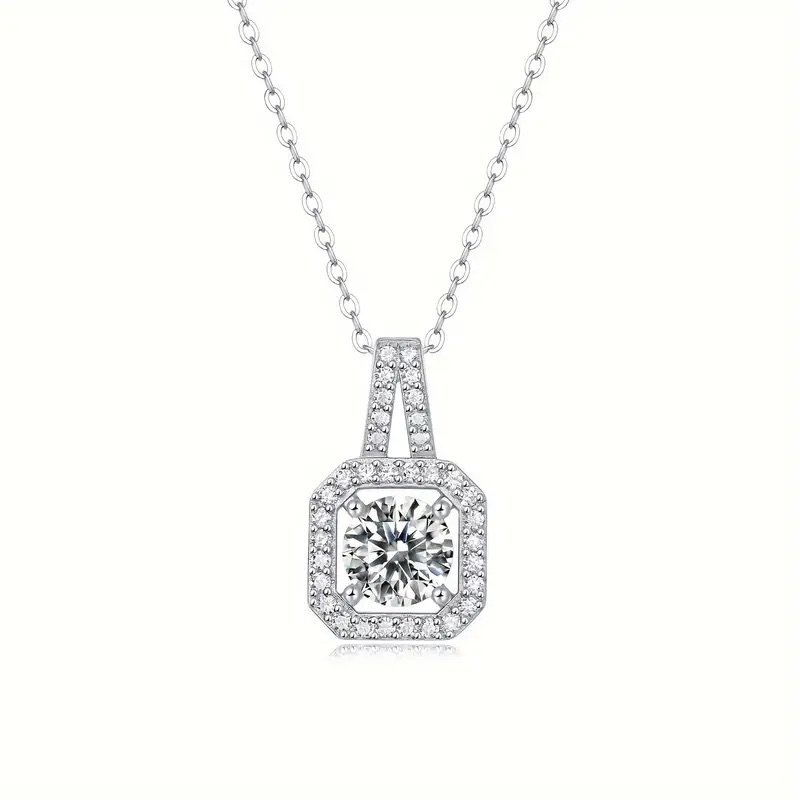 Certified 1 Ct Diamond Necklace Lab Created Moissanite Diamond